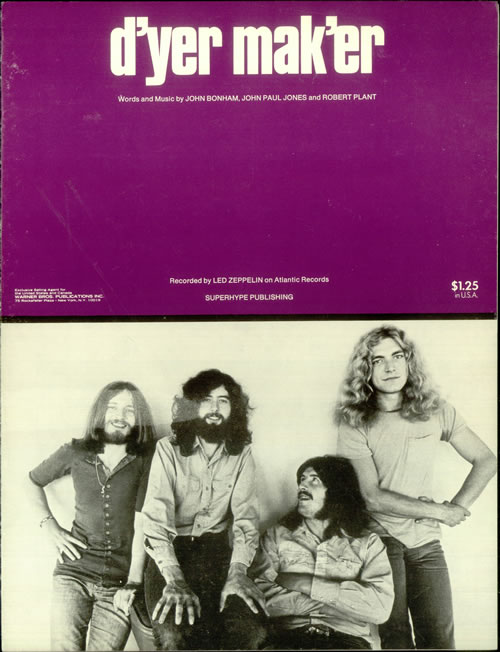 Led Zeppelin D'Yer Mak'er US sheet music (447314) SHEET MUSIC