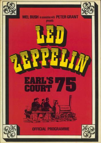 Led Zeppelin Earl's Court 75 + 17th Ticket tour programme UK ZEPTREA771067