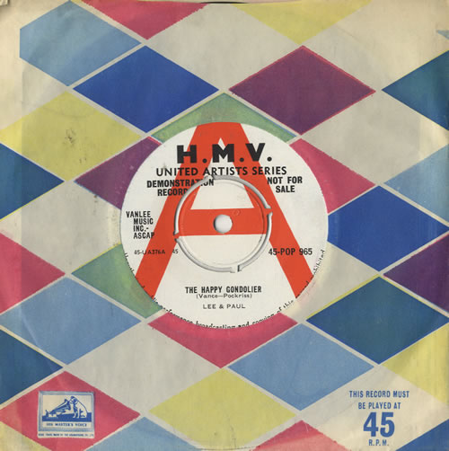 Lee & Paul The Happy Gondolier 7" vinyl single (7 inch record / 45) UK L+P07TH482607