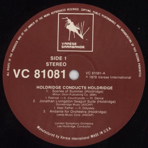 Lee Holdridge Conducts HOLDRIDGE vinyl LP album (LP record) US 4KLLPCO834976
