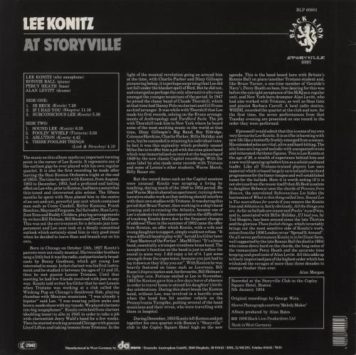 Lee Konitz At Storyville vinyl LP album (LP record) German LKZLPAT879851