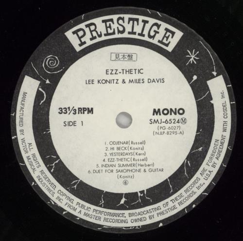 Lee Konitz Ezz-Thetic vinyl LP album (LP record) Japanese LKZLPEZ875277