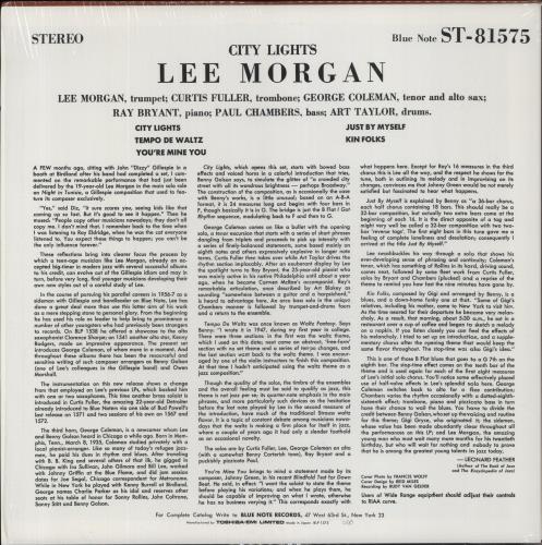 Lee Morgan City Lights vinyl LP album (LP record) Japanese L\MLPCI857572