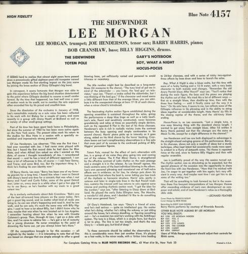 Lee Morgan The Sidewinder - 1st NY vinyl LP album (LP record) US L\MLPTH585546