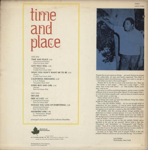 Lee Moses Time And Place vinyl LP album (LP record) US -UJLPTI892958