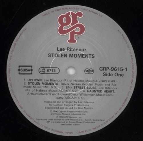 Lee Ritenour Stolen Moments vinyl LP album (LP record) Swiss LRZLPST594008