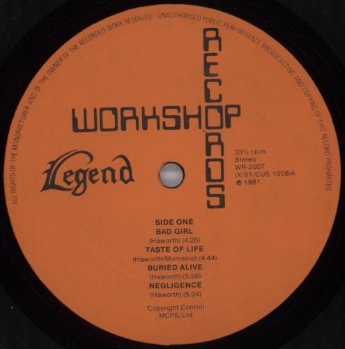 Legend (NWOBHM) Legend vinyl LP album (LP record) UK 5-HLPLE824045
