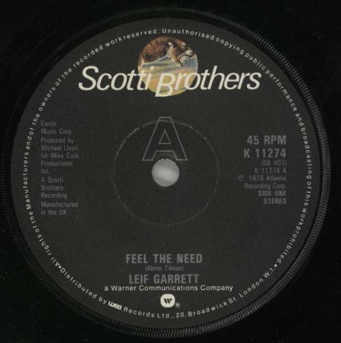 Leif Garrett Feel The Need 7" vinyl single (7 inch record / 45) UK LFG07FE558597