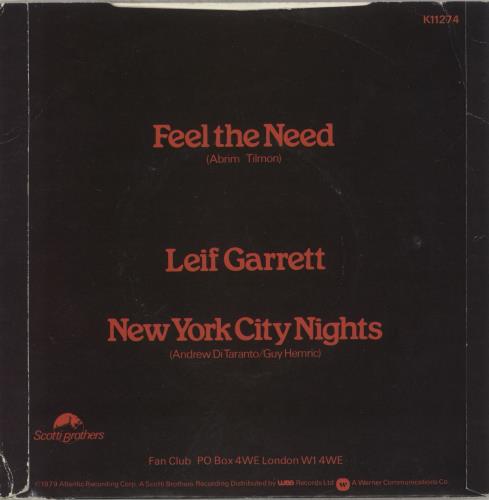 Leif Garrett Feel The Need 7" vinyl single (7 inch record / 45) UK LFG07FE558597