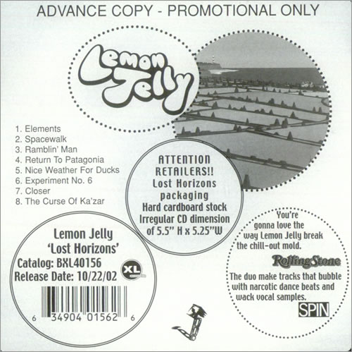 Lemon Jelly Lost Horizons CD-R acetate US LJYCRLO536330