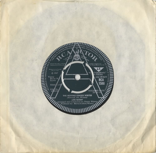 Len Barry The Moving Finger Writes 7" vinyl single (7 inch record / 45) UK LBY07TH473315