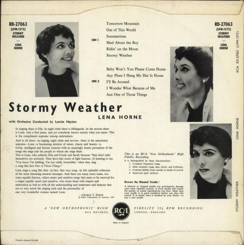 Lena Horne Stormy Weather vinyl LP album (LP record) UK LNHLPST700070