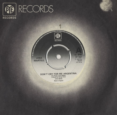 Lena Martell Don't Cry For Me Argentina 7" vinyl single (7 inch record / 45) UK LM307DO572203