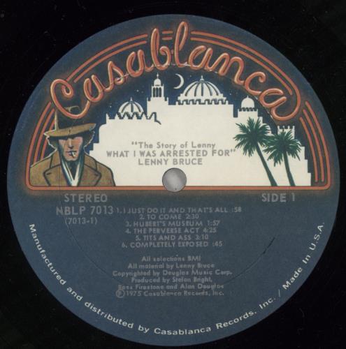 Lenny Bruce What I Was Arrested For vinyl LP album (LP record) US LNYLPWH872815