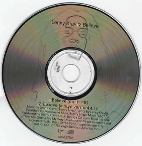 Lenny Kravitz Believe CD single (CD5 / 5") US KVZC5BE18818