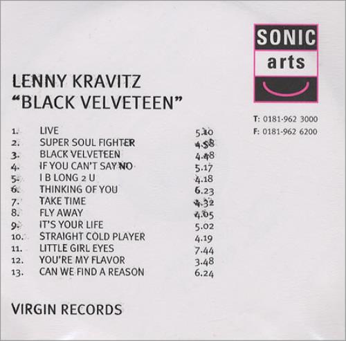 Lenny Kravitz Black Velveteen CD-R acetate UK KVZCRBL131360