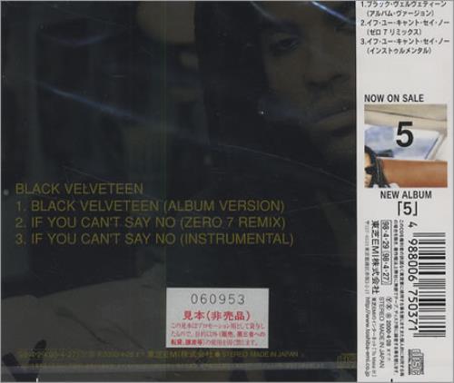 Lenny Kravitz Black Velveteen CD single (CD5 / 5") Japanese KVZC5BL197620