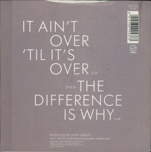 Lenny Kravitz It's Ain't Over 'Til It's Over 7" vinyl single (7 inch record / 45) UK KVZ07IT282407