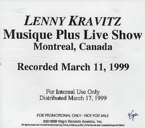 Lenny Kravitz Musiqu Plus Live Show Montreal Canada CD-R acetate US KVZCRMU155467