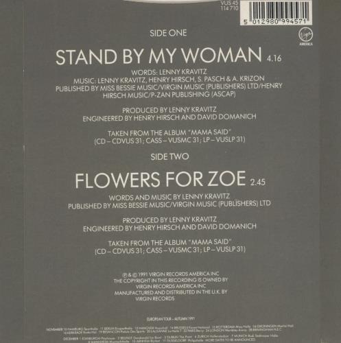 Lenny Kravitz Stand By My Woman 7" vinyl single (7 inch record / 45) UK KVZ07ST58483