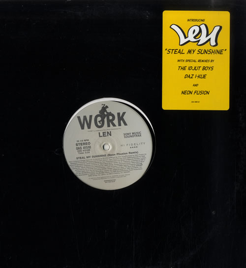Len Steal My Sunshine 12" vinyl single (12 inch record / Maxi-single) US E-N12ST142077