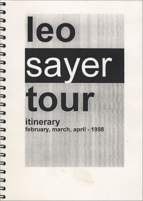 Leo Sayer 1998 Tour Itinerary Itinerary UK LSYBKTO403950
