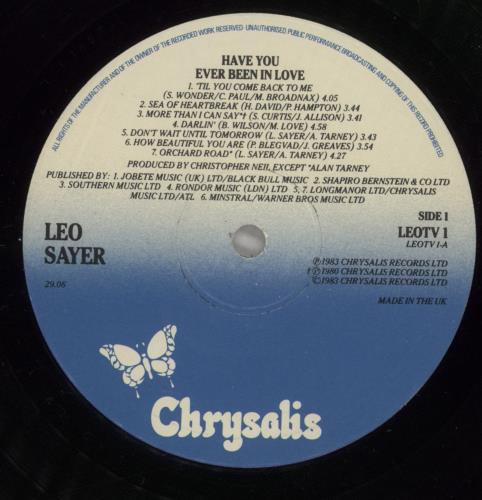 Leo Sayer Have You Ever Been In Love vinyl LP album (LP record) UK LSYLPHA384689