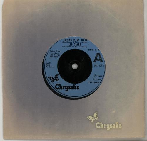 Leo Sayer Raining In My Heart 7" vinyl single (7 inch record / 45) UK LSY07RA650526
