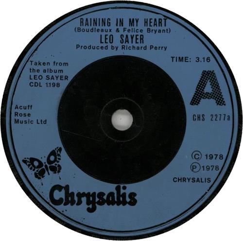Leo Sayer Raining In My Heart 7" vinyl single (7 inch record / 45) UK LSY07RA650526