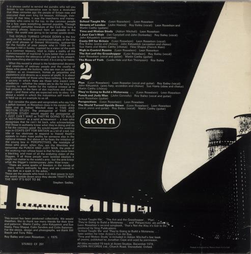 Leon Rosselson & Roy Bailey That's Not The Way It's Got To Be vinyl LP album (LP record) UK R&BLPTH737811