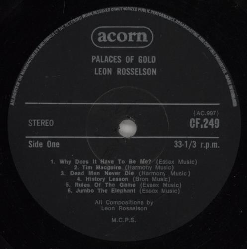 Leon Rosselson Palaces Of Gold vinyl LP album (LP record) UK 6LRLPPA475915