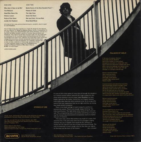 Leon Rosselson Palaces Of Gold vinyl LP album (LP record) UK 6LRLPPA475915