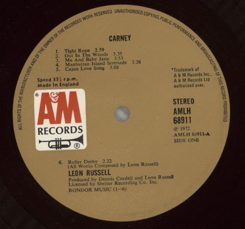 Leon Russell Carney - Label variant vinyl LP album (LP record) UK LRULPCA880778
