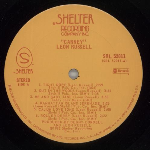 Leon Russell Carney vinyl LP album (LP record) US LRULPCA873370
