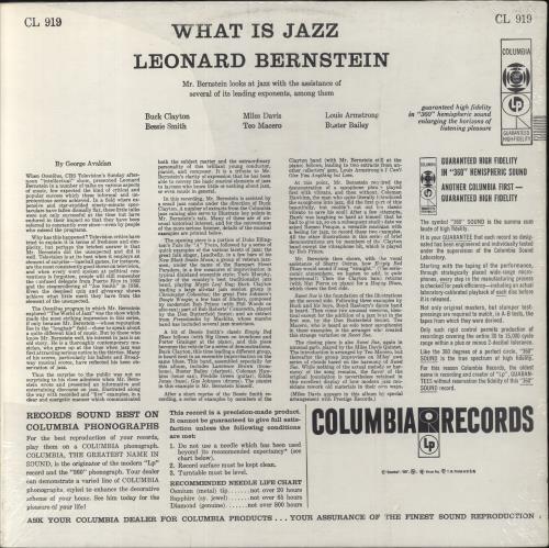 Leonard Bernstein What Is Jazz vinyl LP album (LP record) US 5LBLPWH862578