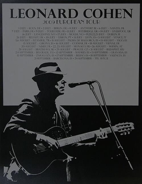 Leonard Cohen 2009 European Tour poster UK COHPOEU489473