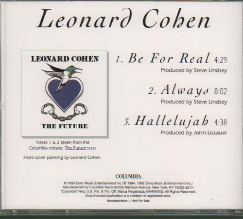 Leonard Cohen Be For Real CD single (CD5 / 5") US COHC5BE25081