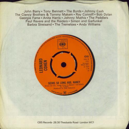 Leonard Cohen Bird On The Wire - 4-prong 7" vinyl single (7 inch record / 45) UK COH07BI830288