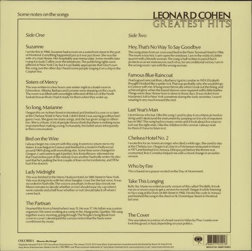Leonard Cohen Greatest Hits vinyl LP album (LP record) UK COHLPGR762653
