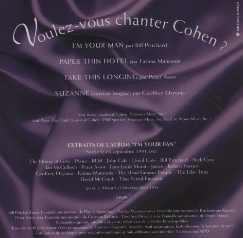 Leonard Cohen I'm Your Fan CD single (CD5 / 5") French COHC5IM758466
