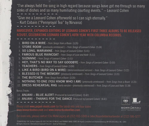 Leonard Cohen Sampler CD album (CDLP) US COHCDSA473806
