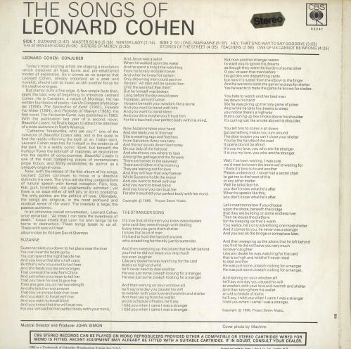 Leonard Cohen Songs Of Leonard Cohen - 1st -A1/B1- Smooth Label vinyl LP album (LP record) UK COHLPSO783373