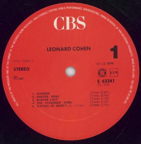 Leonard Cohen Songs Of Leonard Cohen - red label vinyl LP album (LP record) Dutch COHLPSO867091