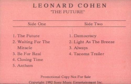 Leonard Cohen The Future cassette album US COHCLTH520676