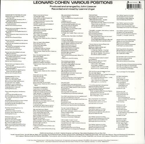 Leonard Cohen Various Positions - 180gm vinyl LP album (LP record) UK COHLPVA794010