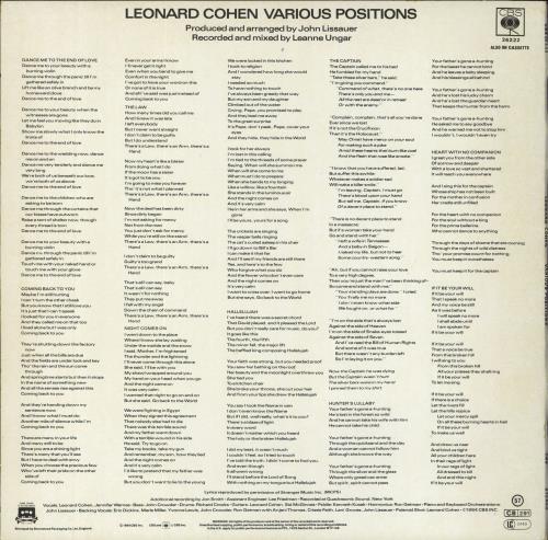 Leonard Cohen Various Positions - sunburst label vinyl LP album (LP record) UK COHLPVA723952