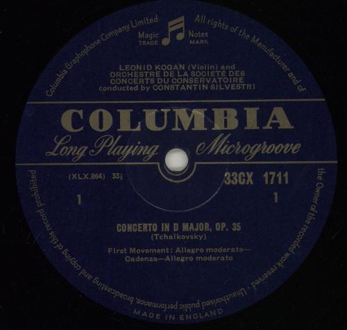 Leonid Kogan Tchaikovsky: Violin Concerto / Meditation - 1st (33CX 1711) vinyl LP album (LP record) UK N7PLPTC762865