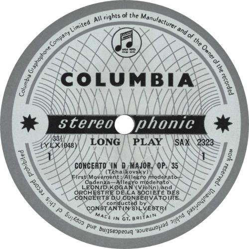 Leonid Kogan Tchaikovsky: Violin Concerto / Meditation - 1st (SAX 2323) vinyl LP album (LP record) UK N7PLPTC703089