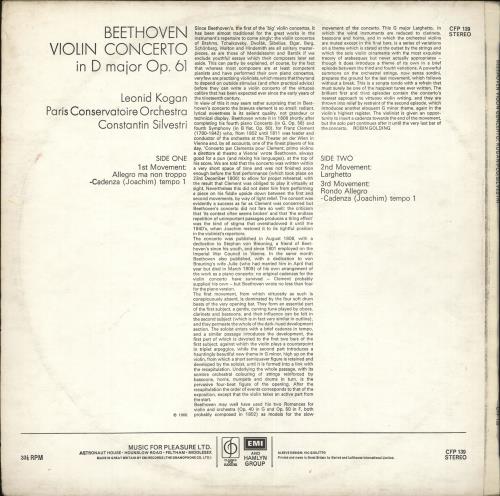 Leonid Kogan Violin Concerto In D Major Op. 61 vinyl LP album (LP record) UK N7PLPVI701390