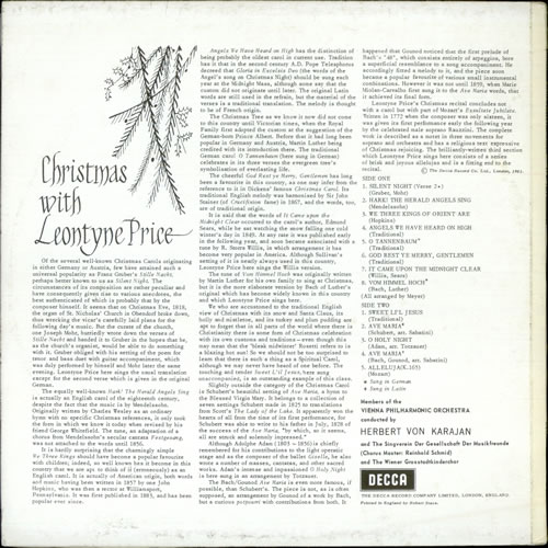 Leontyne Price Christmas With Leontyne Price vinyl LP album (LP record) UK 1LPLPCH523078